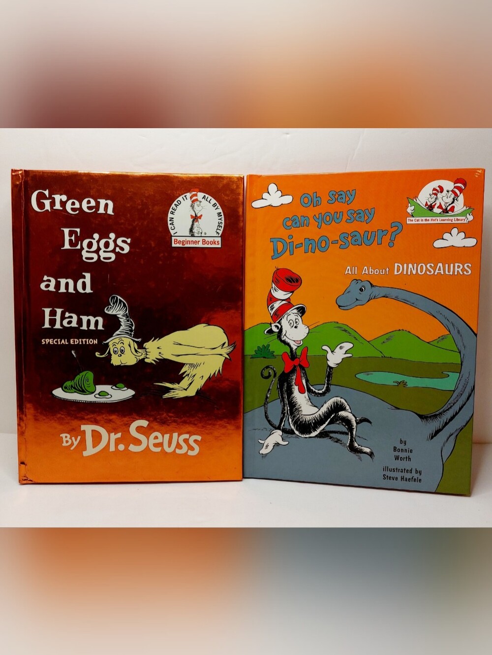 Dr. Seuss Book Lot Green Eggs & Ham Special Edition + Di-ho-saur Dinosaur HC